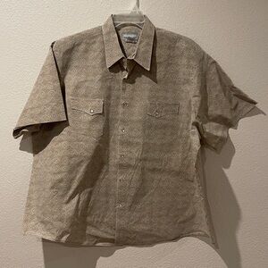 Wrangler Men's Green Striped Shirt And Paisley Pearl Snap Shirt Bundle